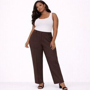 FOCUS 2000 pants high rise high waisted wide legs brown lined cuffed Siz…